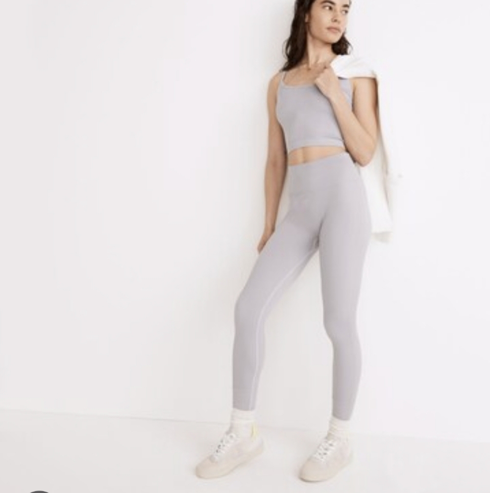 NWT Madewell MWL Castle Rock Grey Ribbed Seamless High Rise Leggings XXS-XS